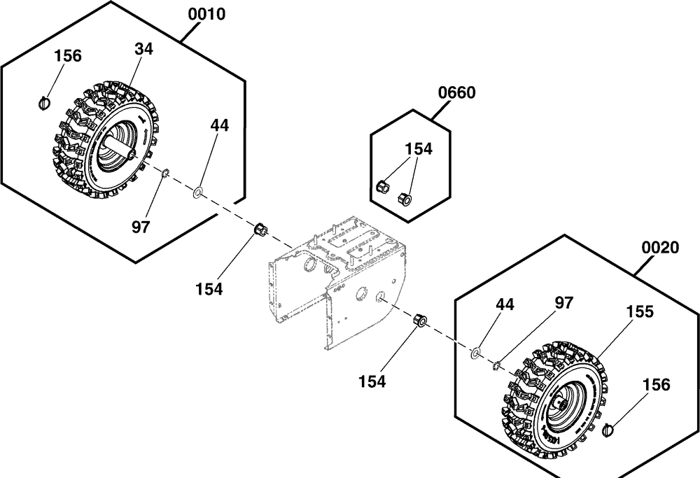 Wheels And Tires Group Diagram and Parts List for 2017 Briggs and Stratton Snow Blower